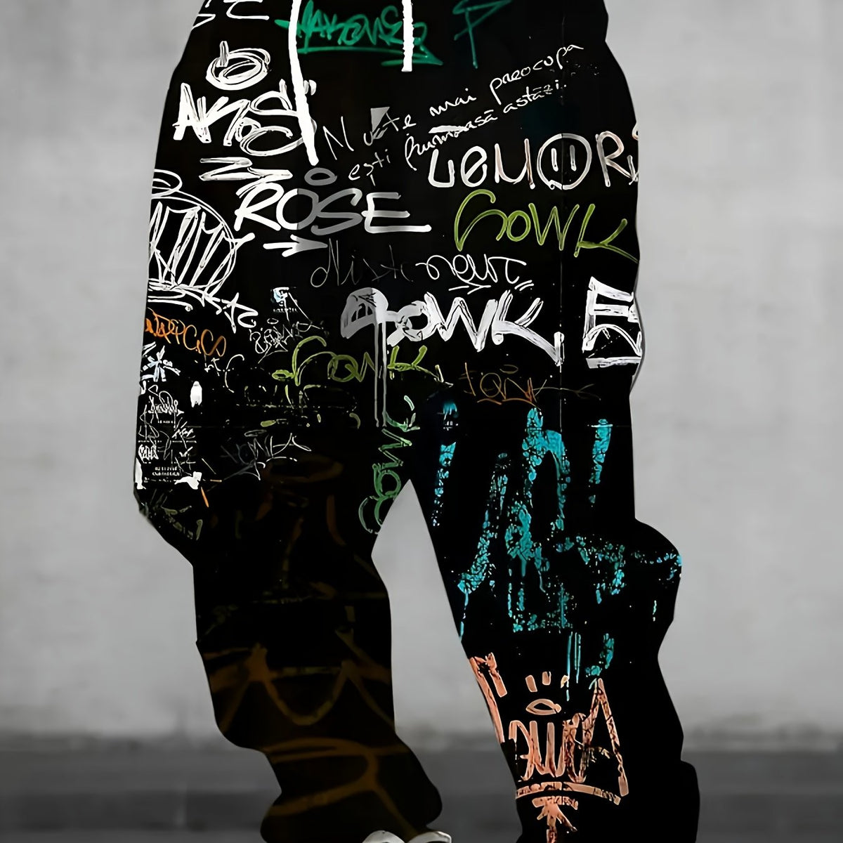 Men Urban Streetwear Joggers  Full-Length Graffiti Pants