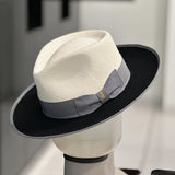 Panama-Style Summer Hat for Men & Women - Breathable Wide Brim with Color-Block Design, Elastic Band Closure - Valentine's Day Gift, Casual Outings & Parties