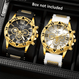 2pcs Luxury Men Watch - Large Dial Silicone Strap | Sports Watch | Casual Watch | Business Watch | Quartz Movement