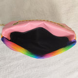 Women'S Rainbow Striped Detachable Golden Chain Strap Shoulder Bag
