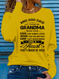 Women Casual Long Sleeve Crew Neck White Grandma Quote Letter Print T-Shirt