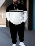 Men Plus Size Casual Paris Letter Hoodie and Jogger Set