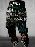 Men Urban Streetwear Joggers  Full-Length Graffiti Pants
