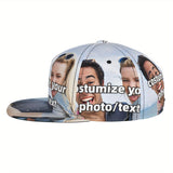 1pc Funky Style Customizable Polyester Duckbill Cap, Personalized Photo/Text All Over Print, Unisex Flat Brim Baseball Hat