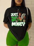 Women Just Gimme My Money" Graphic  Casual Short Sleeve Round Neck T-Shirt
