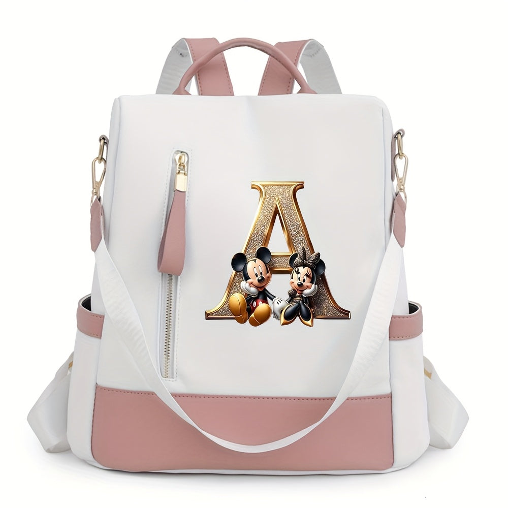 Disney Mickey Stylish Backpack with A-Z Letter Print Design