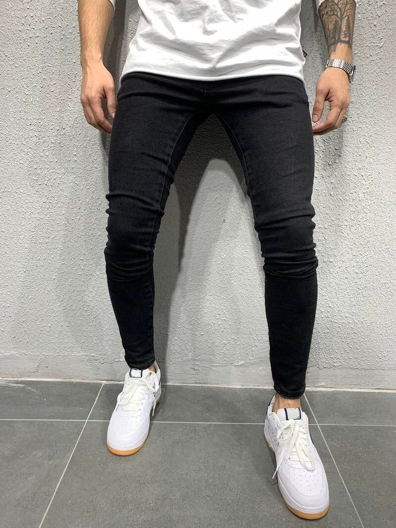 Cowboy Blue Jeans Jogger Pants Trousers for Men Tight Denim Men