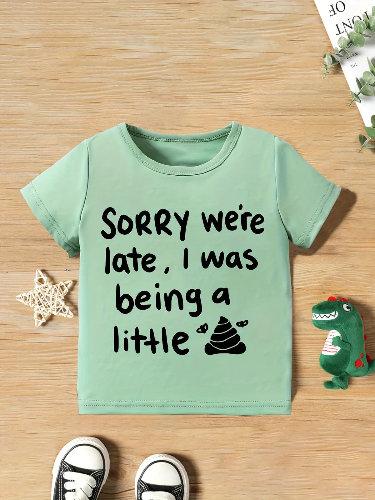 Boys Casual I Was Being A Little Letter Print Cute Short Sleeve T-Shirt
