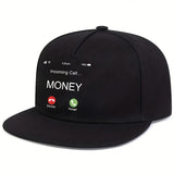 1pc Money Calling Printed Baseball Cap, Hip Hop Street Sports Flat Brim Hat