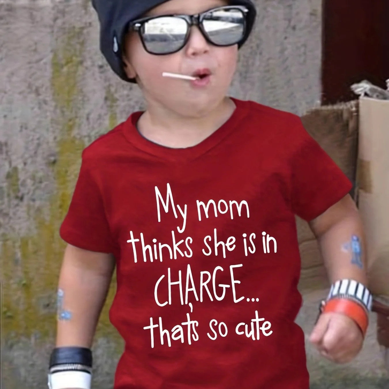 "My Mom Thinks She Is In Charge...That's So Cute" Crew Neck T-shirt Tops Casual