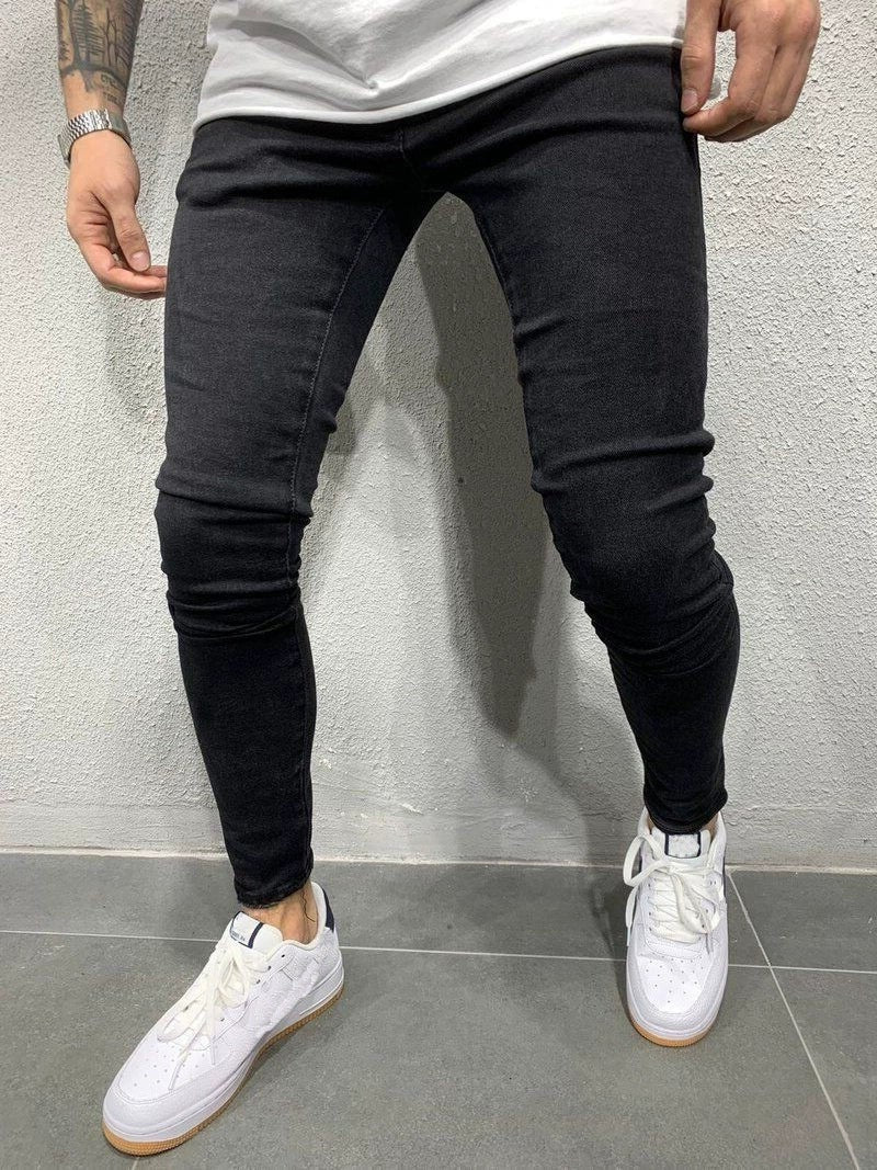 Cowboy Blue Jeans Jogger Pants Trousers for Men Tight Denim Men