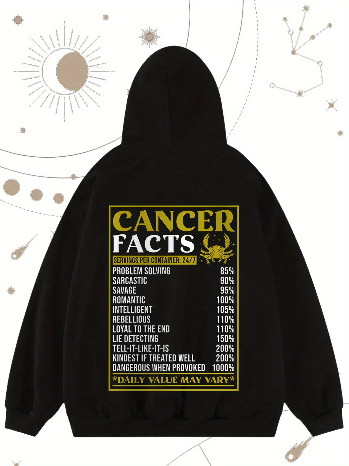 1pc Cancer Zodiac Signs Hoodie - Funny Cancer Traits Graphic Sweatshirt