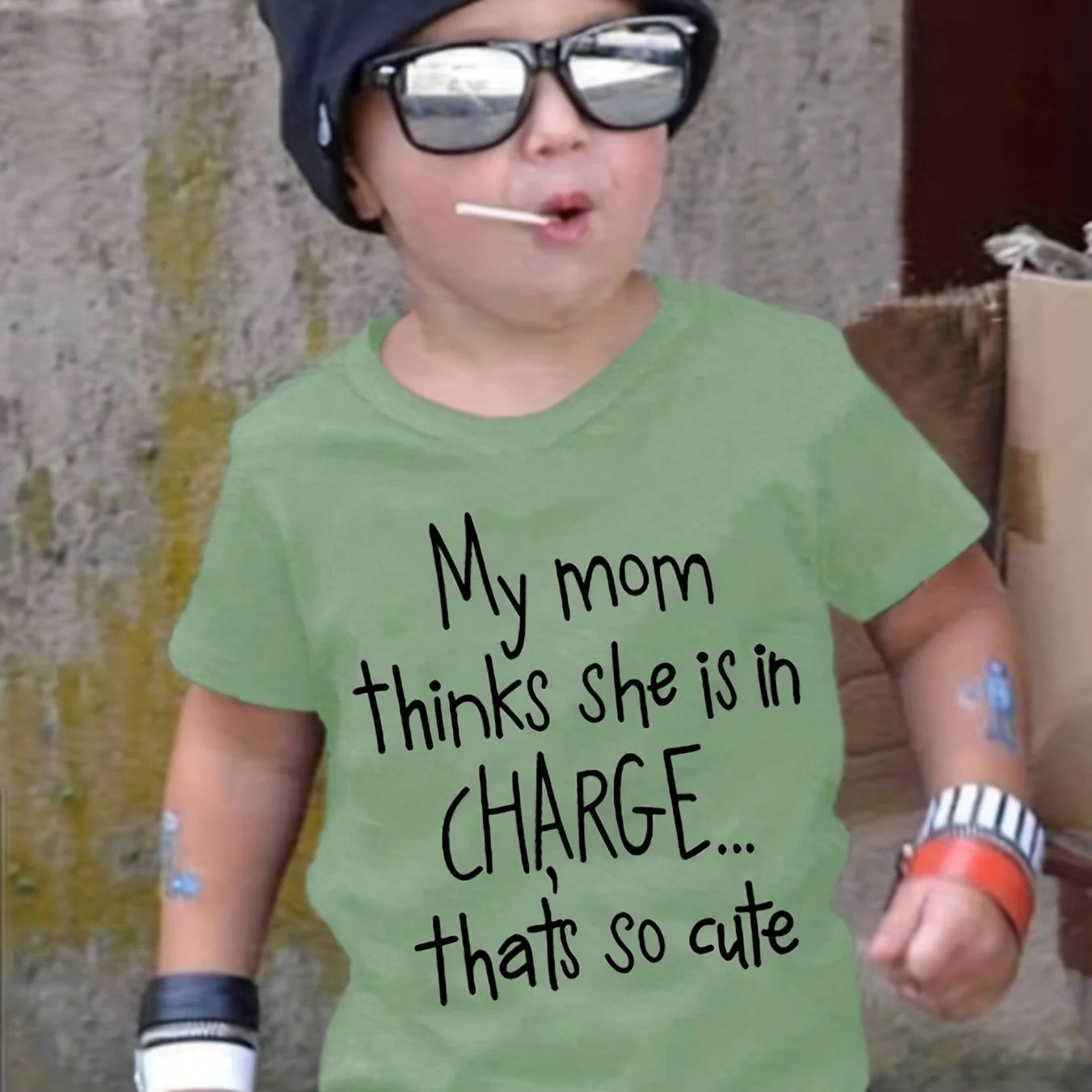 "My Mom Thinks She Is In Charge...That's So Cute" Crew Neck T-shirt Tops Casual