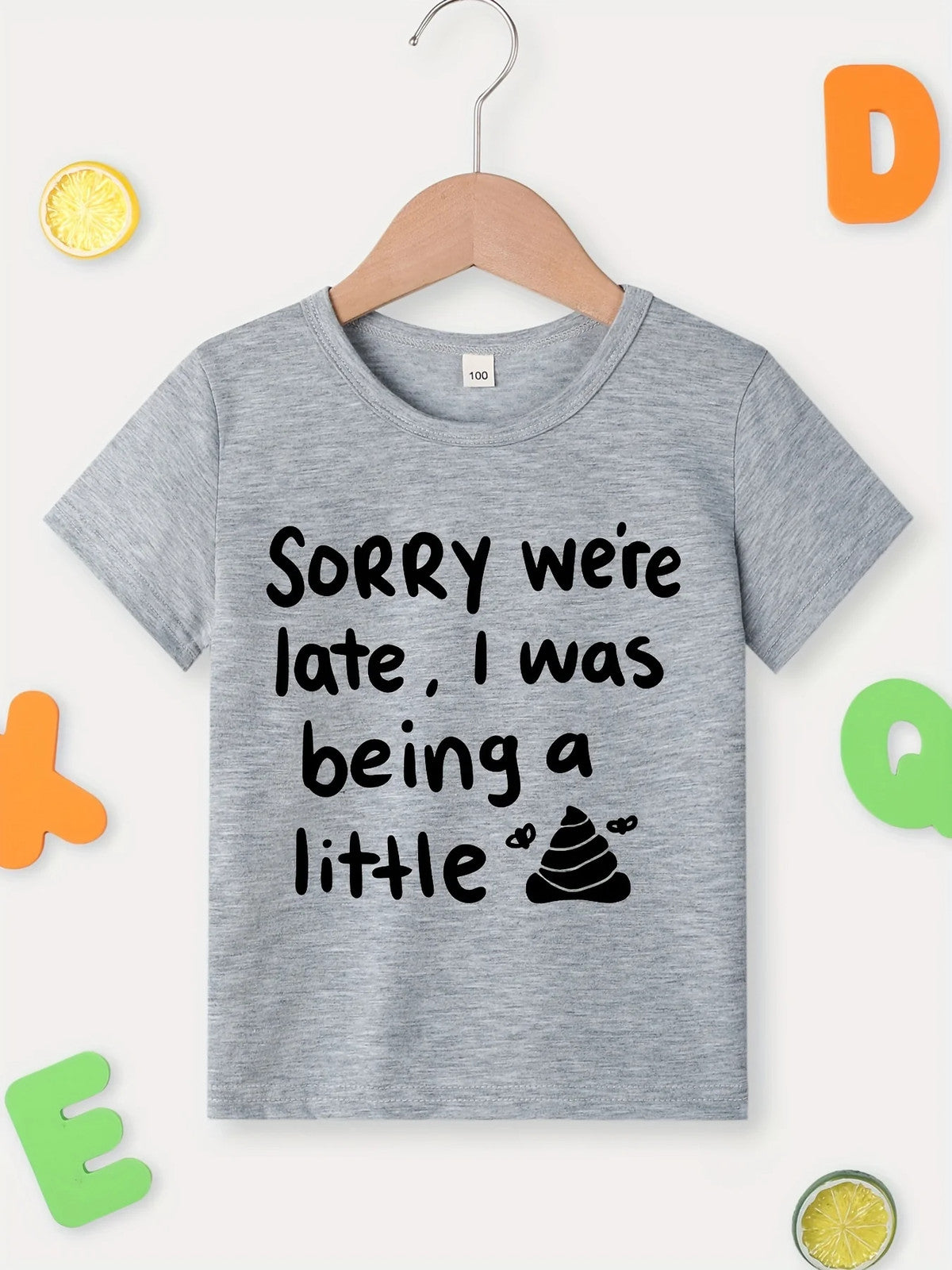 Boys Casual I Was Being A Little Letter Print Cute Short Sleeve T-Shirt