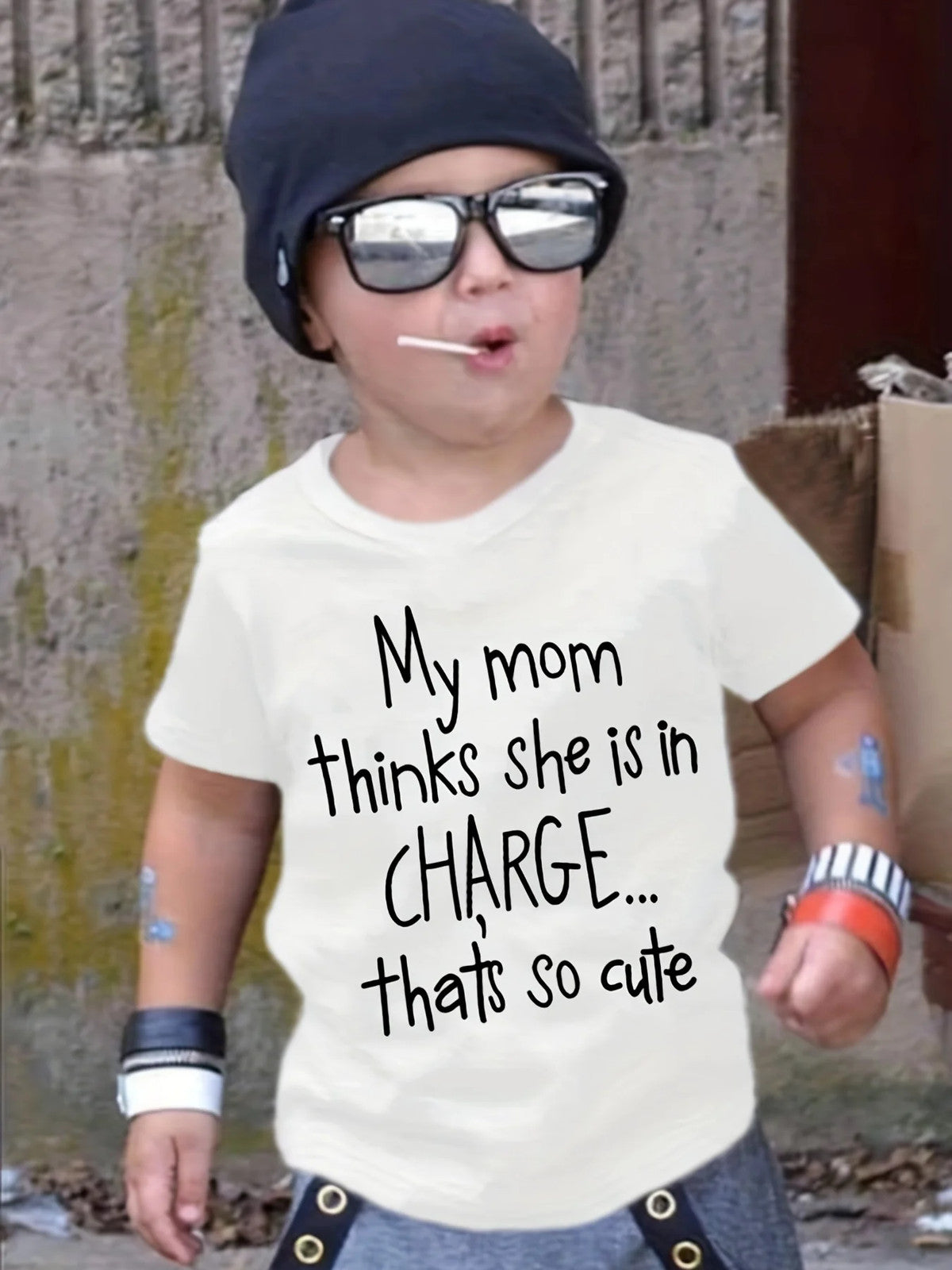 "My Mom Thinks She Is In Charge...That's So Cute" Crew Neck T-shirt Tops Casual