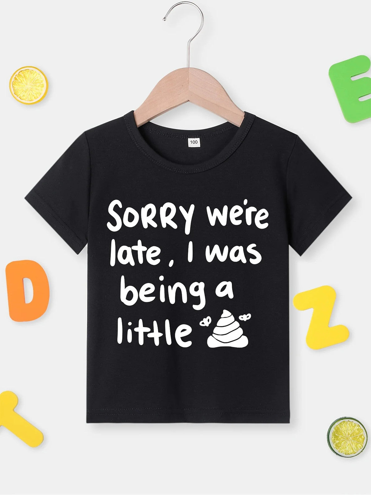 Boys Casual I Was Being A Little Letter Print Cute Short Sleeve T-Shirt