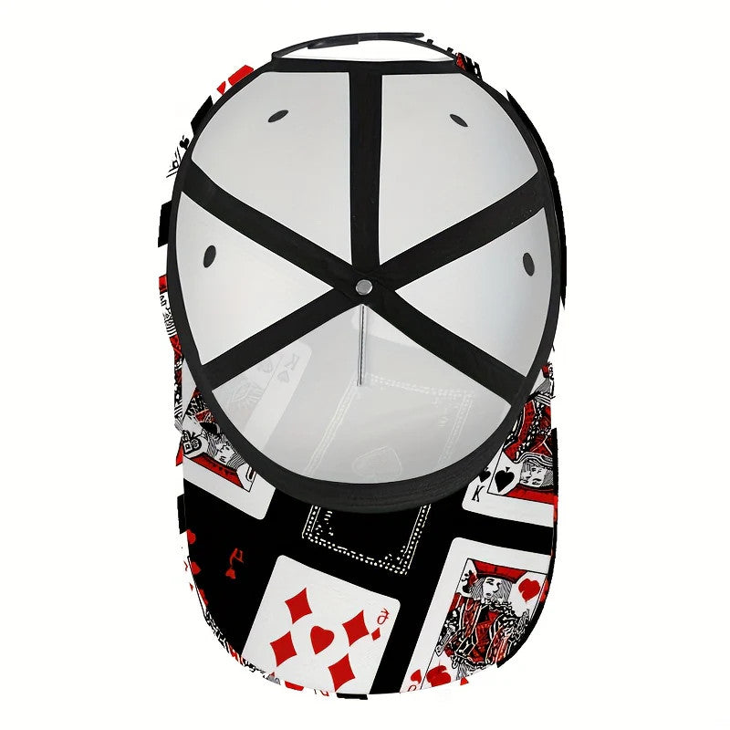 1pc Ace of Spades Design Baseball Cap - Black/Red/White Playing Card Chaos