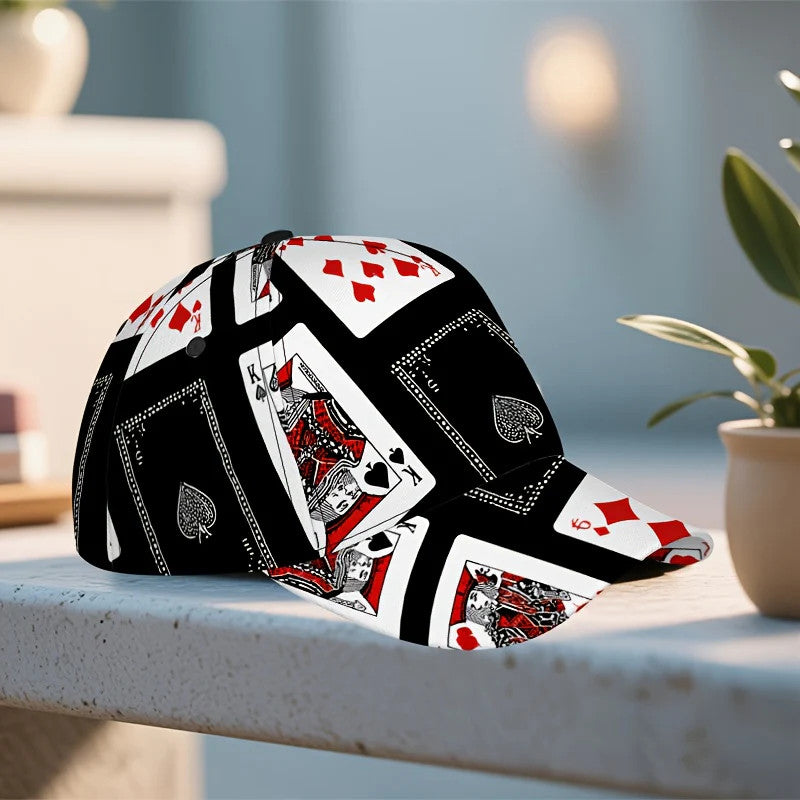 1pc Ace of Spades Design Baseball Cap - Black/Red/White Playing Card Chaos