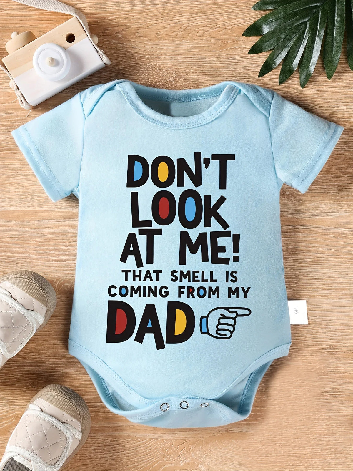 Boys "DON'T LOOK AT ME! THAT SMELL IS COMING FROM MY DAD Short-Sleeve Romper