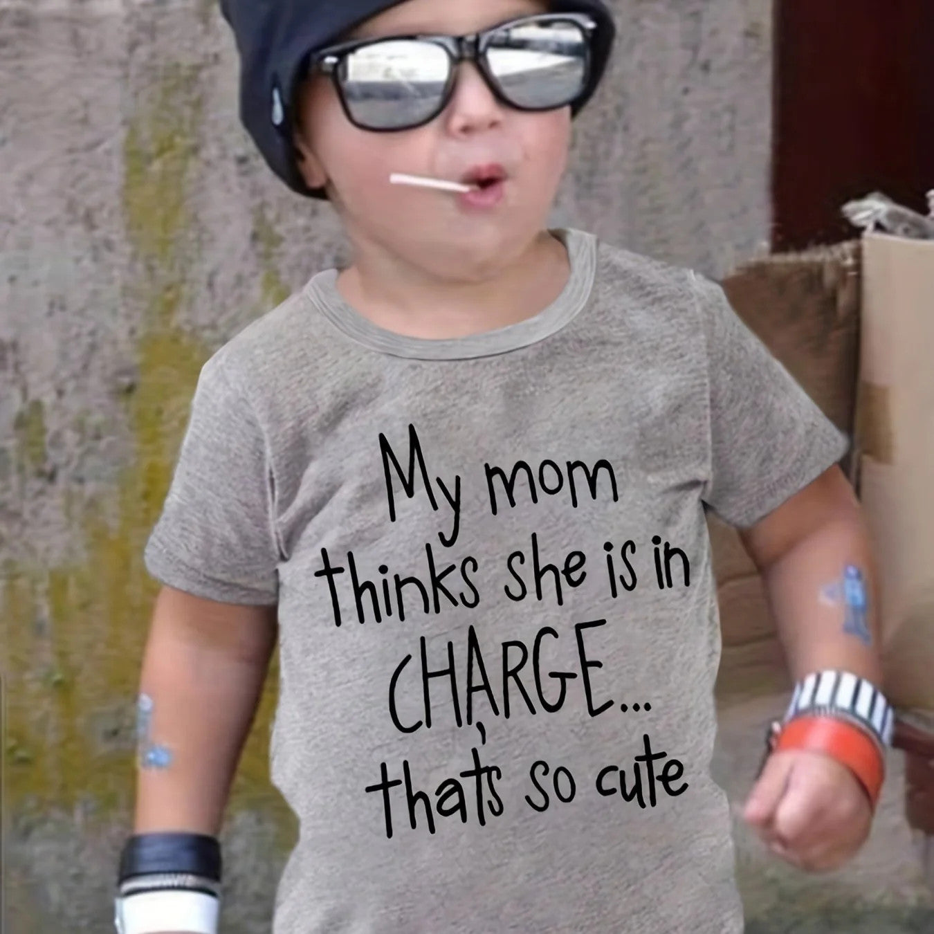 "My Mom Thinks She Is In Charge...That's So Cute" Crew Neck T-shirt Tops Casual