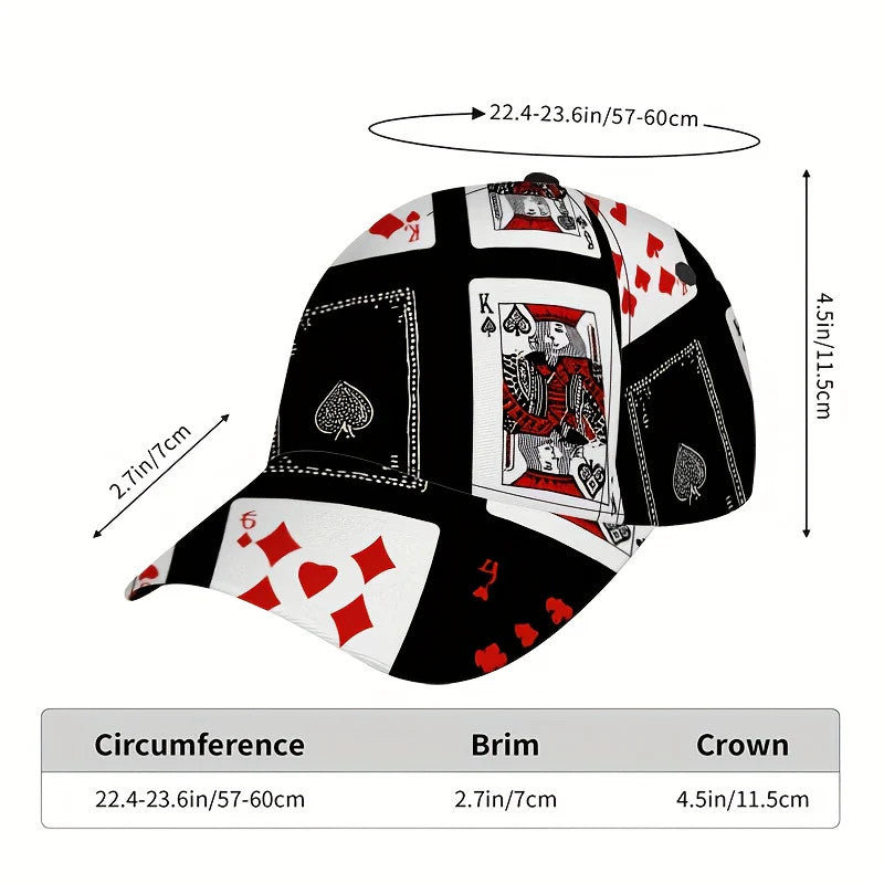 1pc Ace of Spades Design Baseball Cap - Black/Red/White Playing Card Chaos