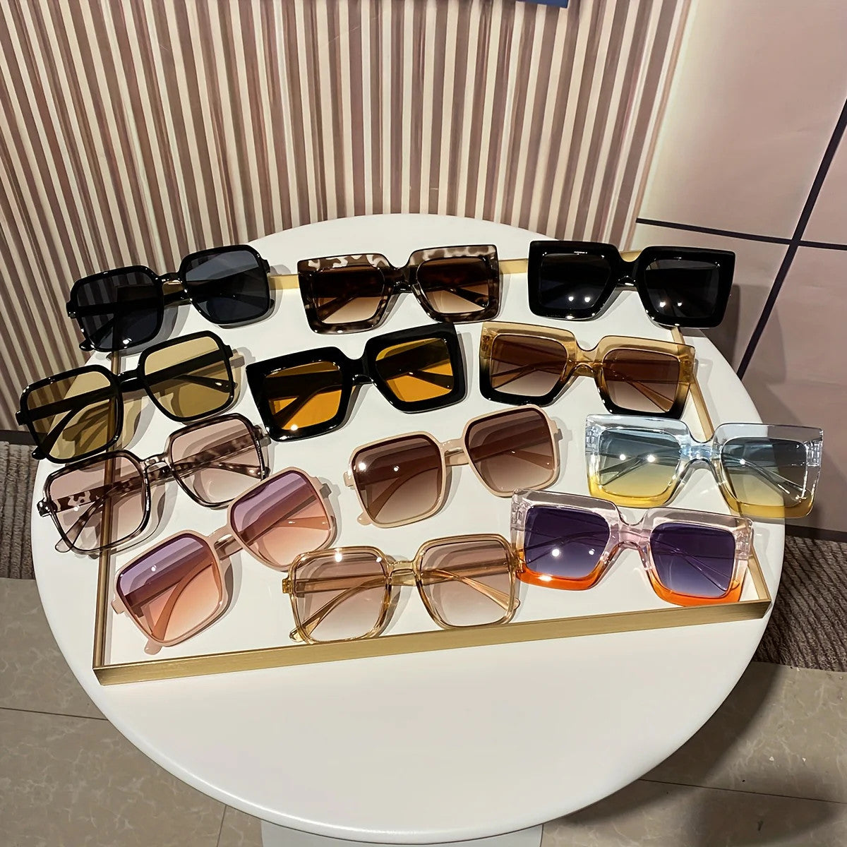 12 Pairs of Women's Plastic Square Ins Oversized Frame Personality Trend Sexy