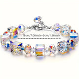 1/3pcs Fashion Candy Synthetic Crystal Bracelet, Necklace Earrings Set