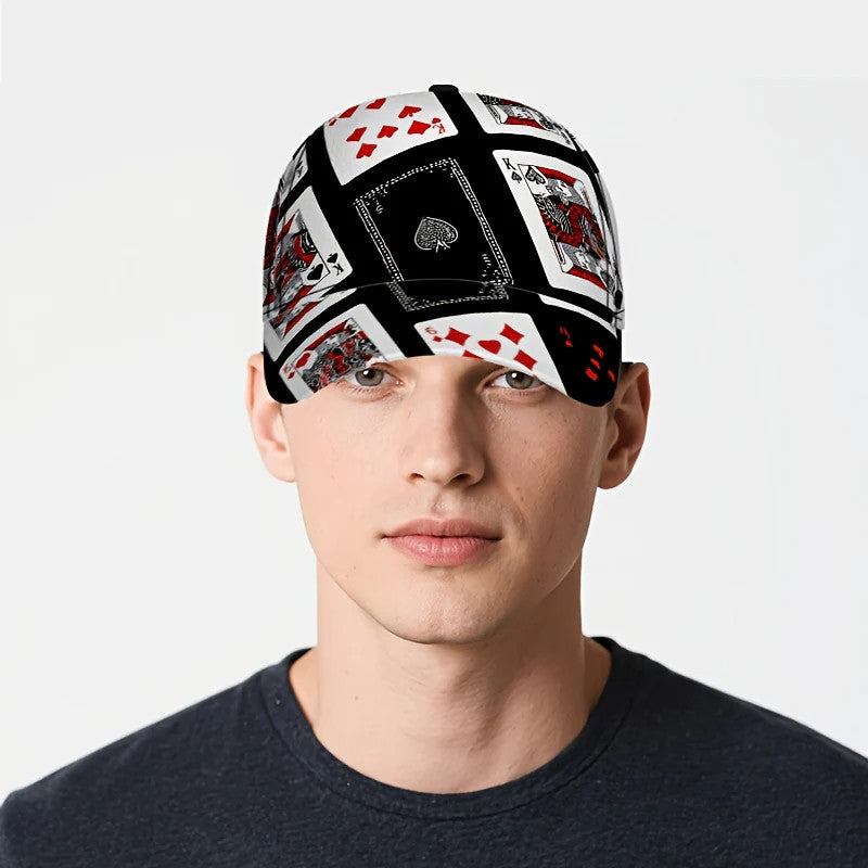 1pc Ace of Spades Design Baseball Cap - Black/Red/White Playing Card Chaos