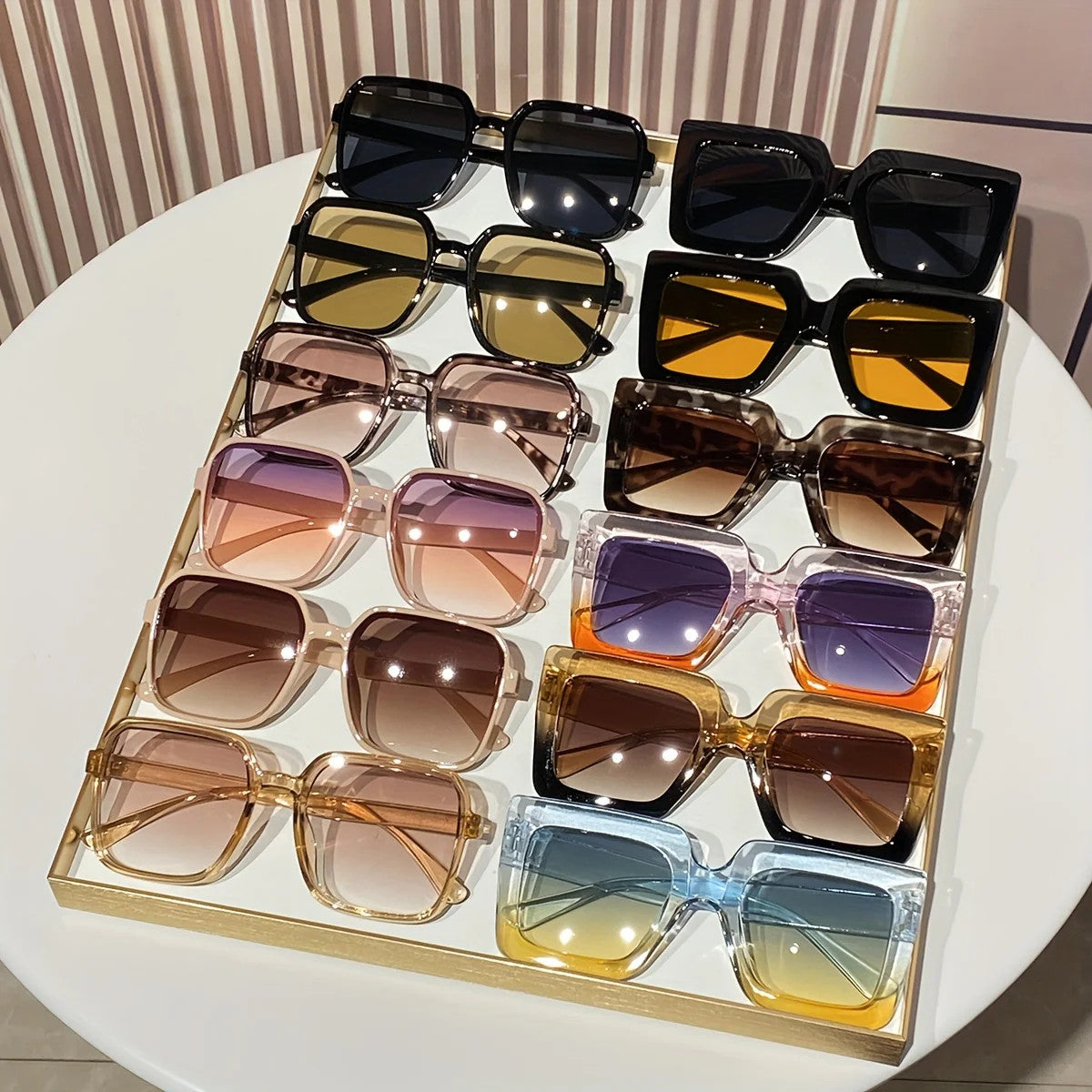 12 Pairs of Women's Plastic Square Ins Oversized Frame Personality Trend Sexy