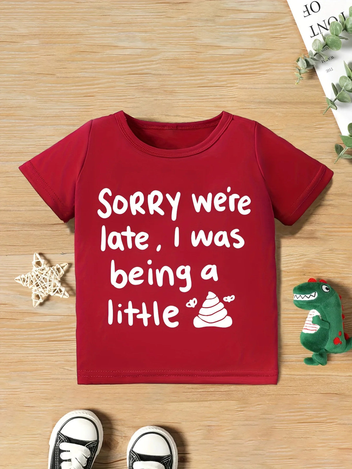 Boys Casual I Was Being A Little Letter Print Cute Short Sleeve T-Shirt