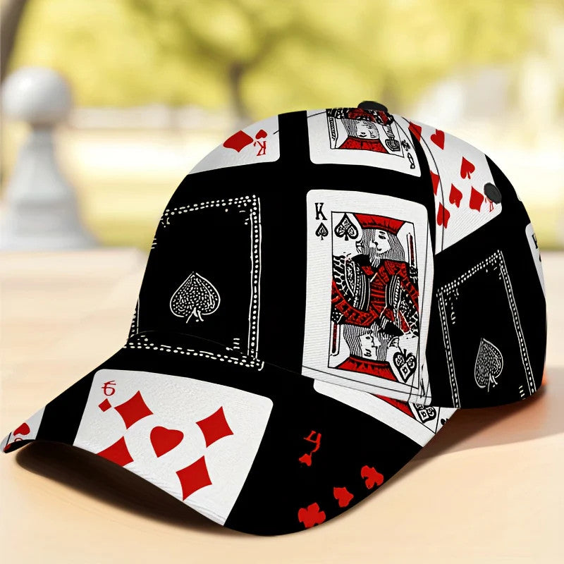 1pc Ace of Spades Design Baseball Cap - Black/Red/White Playing Card Chaos