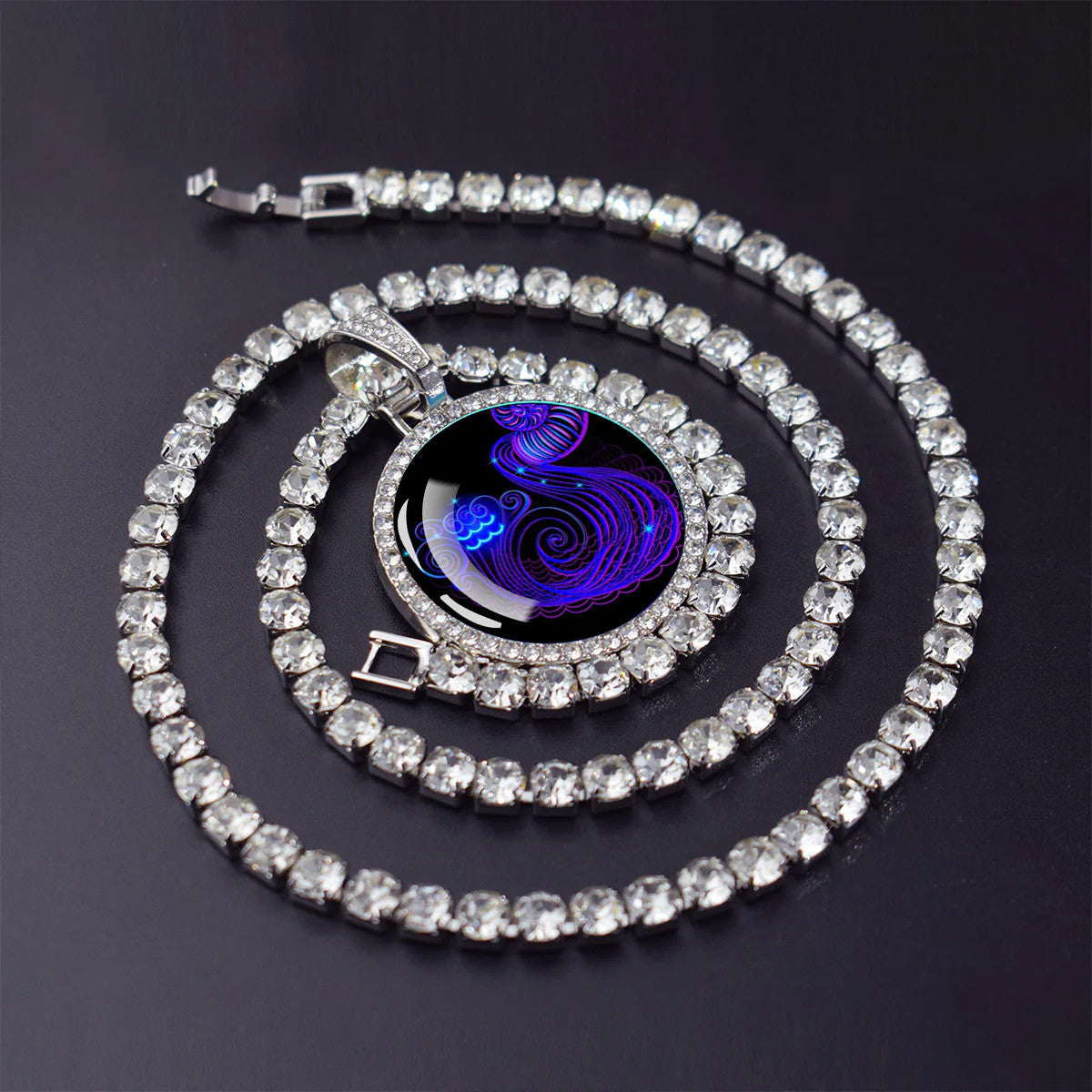 1pc 12 Zodiac Signs Necklaces Aries Scorpio Leo Virgo Pisces Capricorn Glass