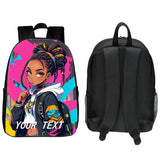 Afro Girl Cool Graffiti Backpack Cute Print Double Shoulder Bag Add Your Name
