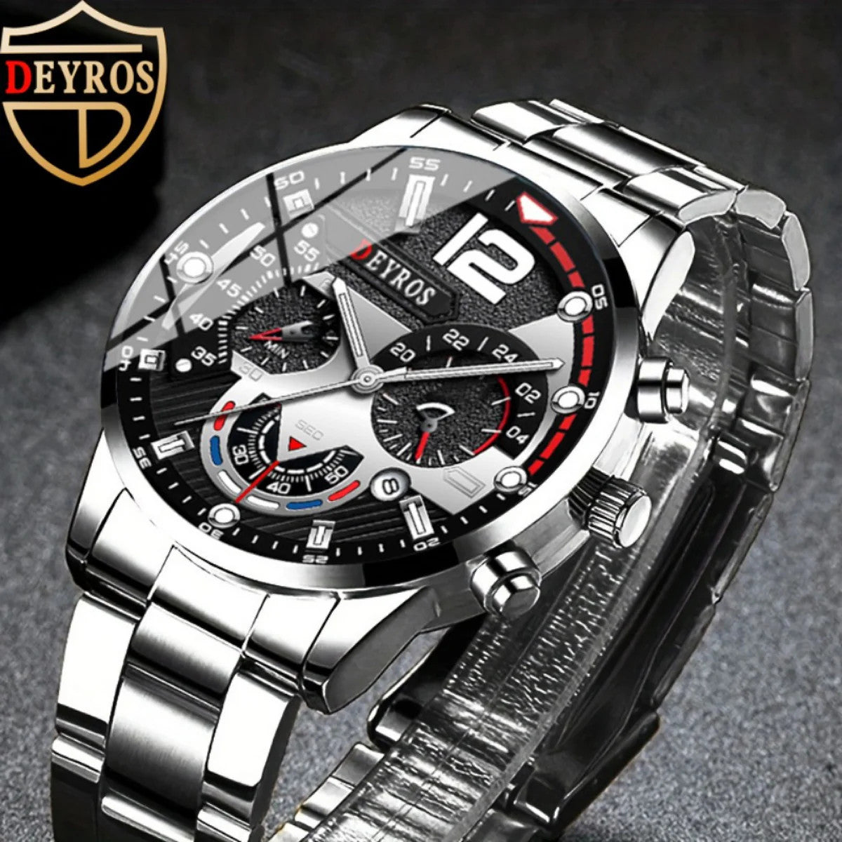 12pcs Men Watch Fashion Set: Casual Multi-color Combination Quartz Watch with