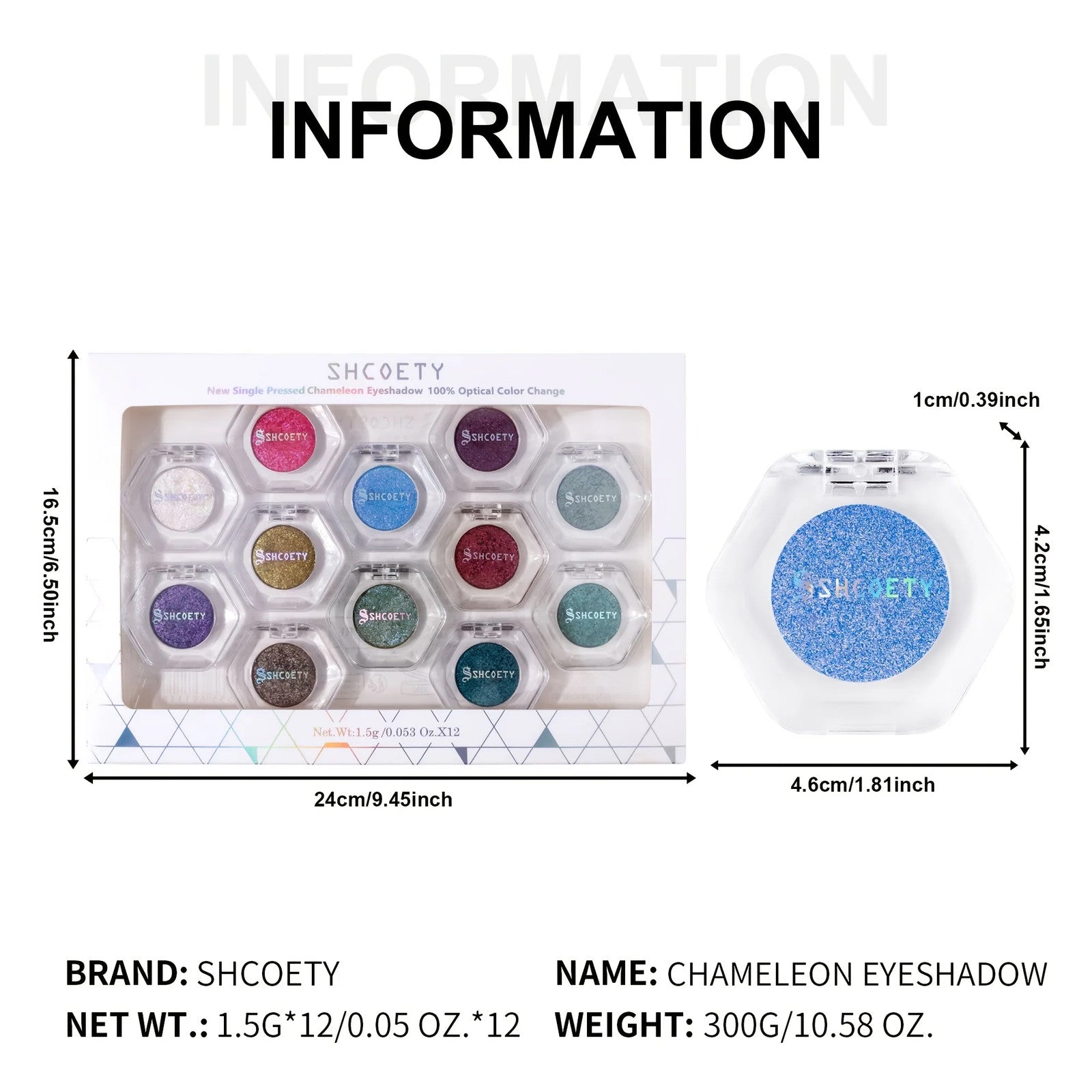 12pcs Chameleon Eyeshadow Palette Set, Eye-modifying Pearlescent Eyeshadow