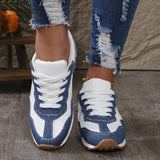 166-2 Blue Cloth White Shoelaces + White PU Versatile Comfortable Fashion