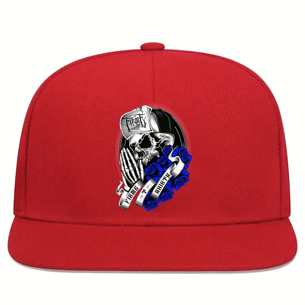 1pc Adjustable Skull Prayer Baseball Cap - Black Streetwear Hip-Hop Hat with