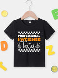 Boys' Professional Patience Tester" Black Short-Sleeve T-Shirt