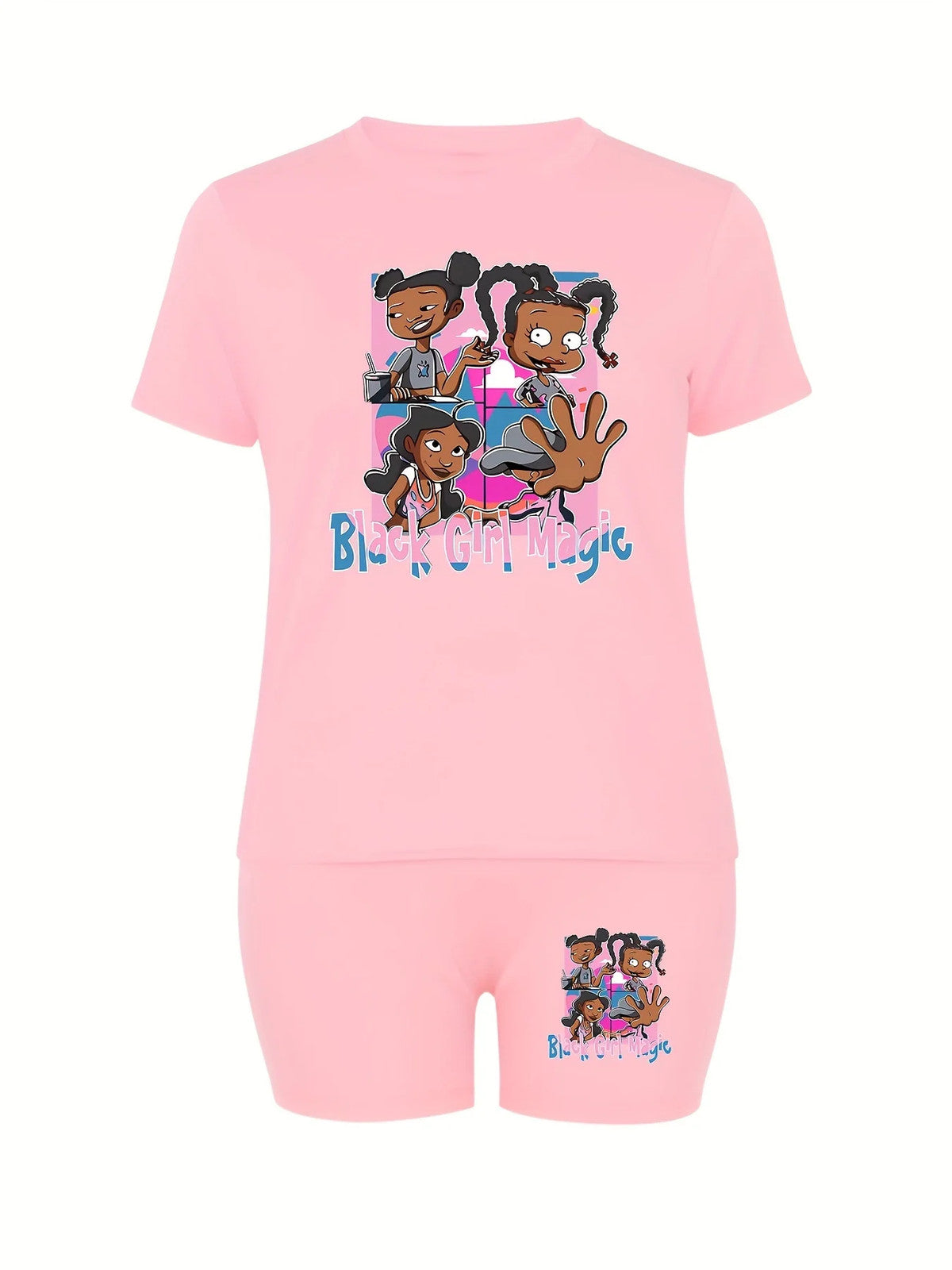 0802 DD B3 White Blue White Short Sleeve Blue Shorts Set