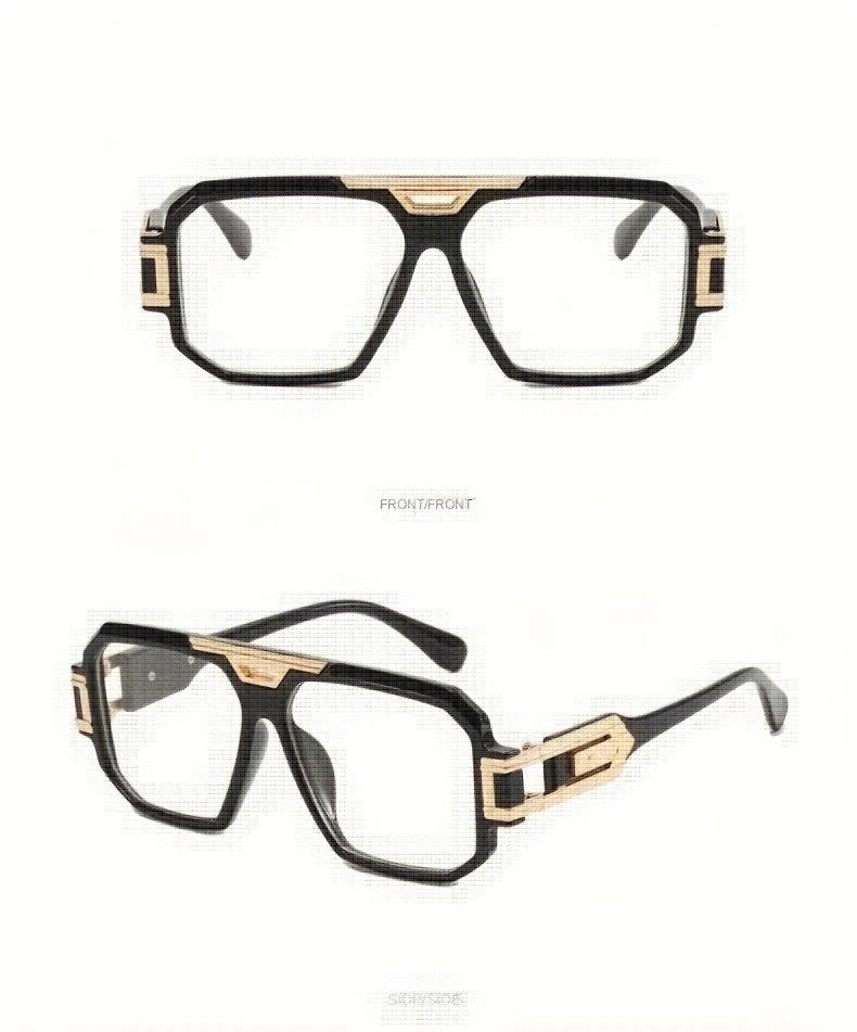 1 Pair Men's Retro Square Fashion Glasses - Vintage Streetwear Style with Black