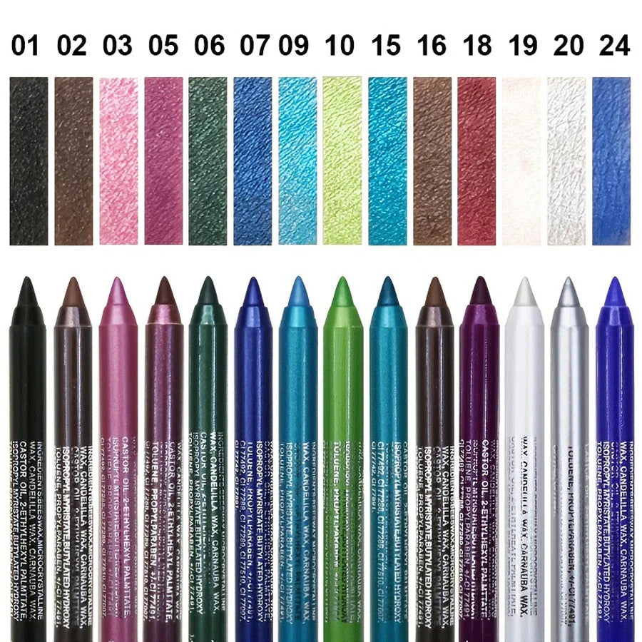 14-Color Colourful Eyeliner Pen, High Pigmented Pearly Shimmer Metallic Smokey
