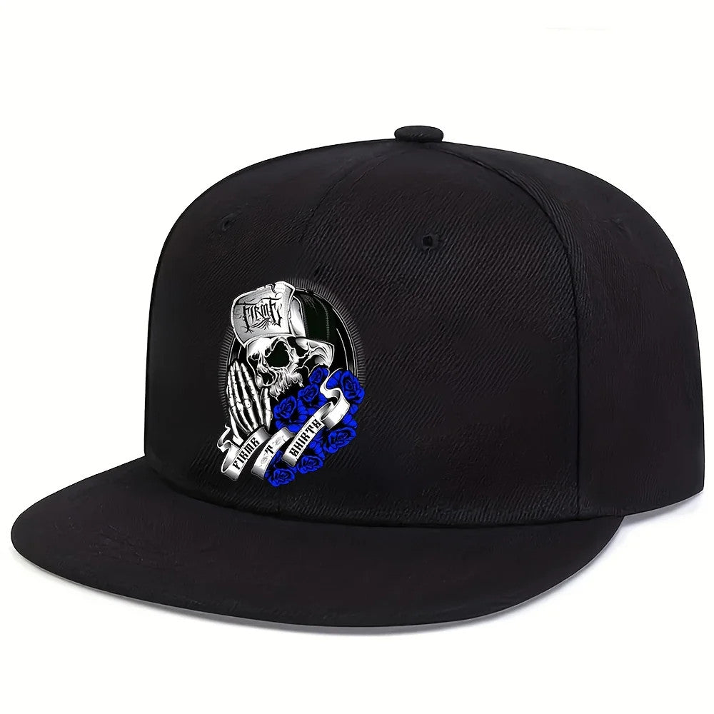 1pc Adjustable Skull Prayer Baseball Cap - Black Streetwear Hip-Hop Hat with