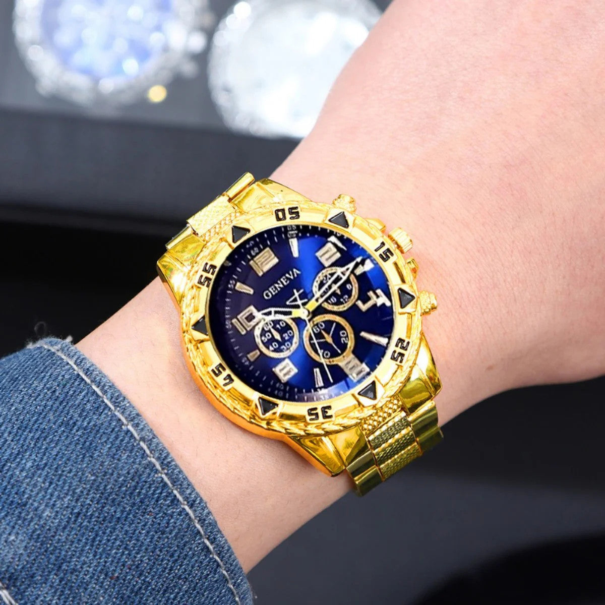 12pcs Men Watch Fashion Set: Casual Multi-color Combination Quartz Watch with