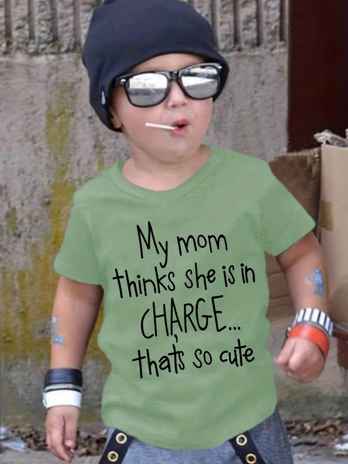 "My Mom Thinks She Is In Charge...That's So Cute" Crew Neck T-shirt Tops Casual