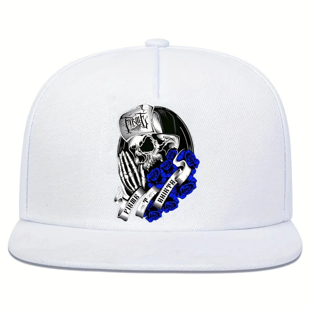 1pc Adjustable Skull Prayer Baseball Cap - Black Streetwear Hip-Hop Hat with