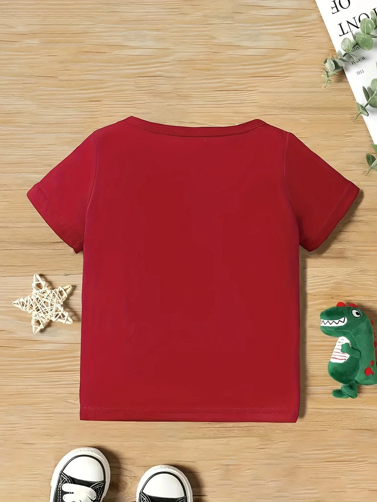 Boys Casual Crew Neck T-Shirt - Cartoon Chicken Nugget Dinosaur Print