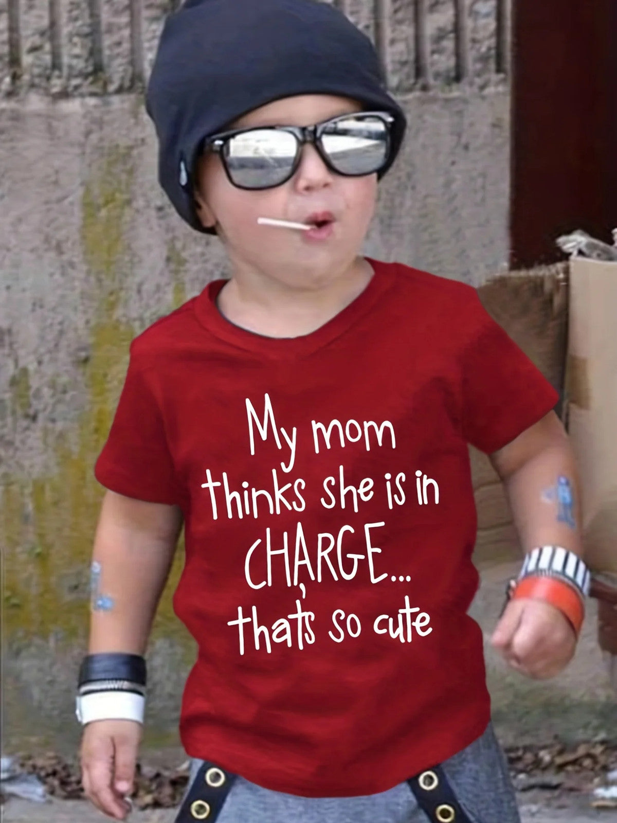 "My Mom Thinks She Is In Charge...That's So Cute" Crew Neck T-shirt Tops Casual