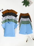 10pcs Boys' Casual Summer Outfit Set - Comfortable Short Sleeve T-Shirts &