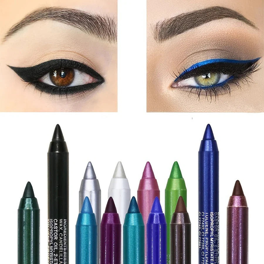 14-Color Colourful Eyeliner Pen, High Pigmented Pearly Shimmer Metallic Smokey