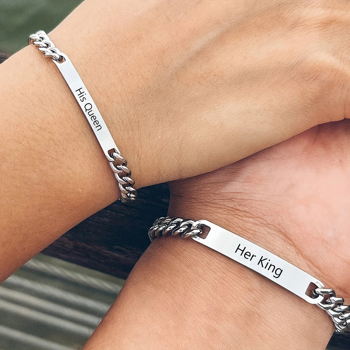 2pcs/ Set of Couple Bracelets, His Queen, Her King, And 'S Gift Accessories